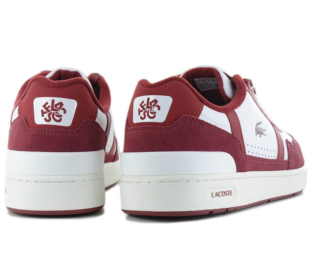 LACOSTE T-Clip Leather - Herren Sneakers Schuhe Leder Weiß-Rot 747SMA0072286