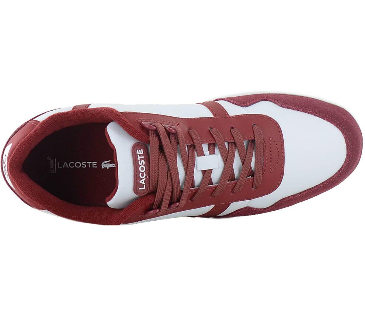 LACOSTE T-Clip Leather - Herren Sneakers Schuhe Leder Weiß-Rot 747SMA0072286