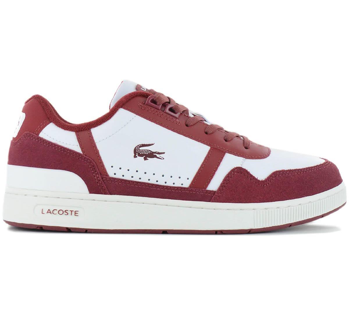 LACOSTE T-Clip Leather - Herren Sneakers Schuhe Leder Weiß-Rot 747SMA0072286