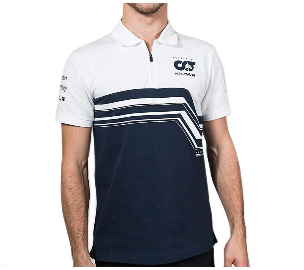 ALPHA TAURI F1 Team Polo - Herren T-Shirt Formel 1 Blau-Weiß  SAT22028