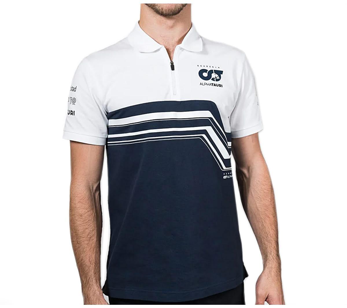 ALPHA TAURI F1 Team Polo - Herren T-Shirt Formel 1 Blau-Weiß  SAT22028
