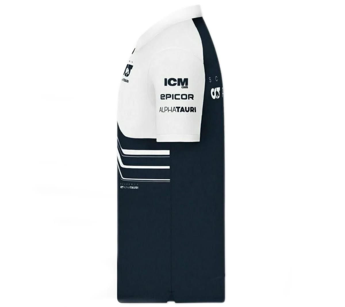 ALPHA TAURI F1 Team Polo - Herren T-Shirt Formel 1 Blau-Weiß  SAT22028