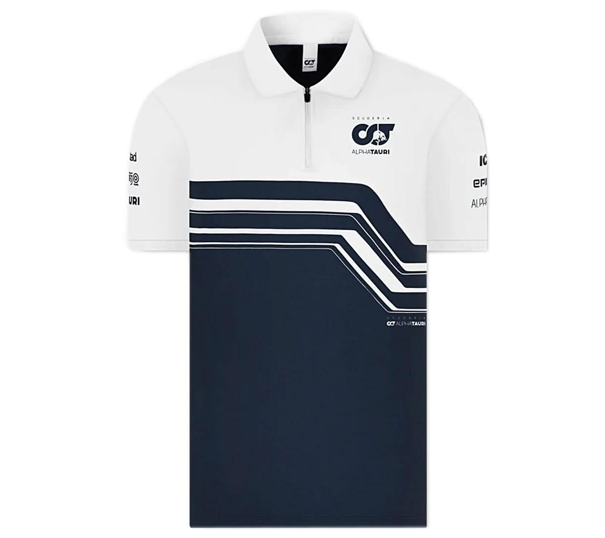 ALPHA TAURI F1 Team Polo - Herren T-Shirt Formel 1 Blau-Weiß  SAT22028